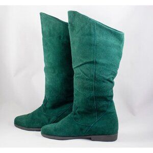Jack Sprat Womens Houston Hunter Green Mid-Calf Suede Scrunch Boots Size 7